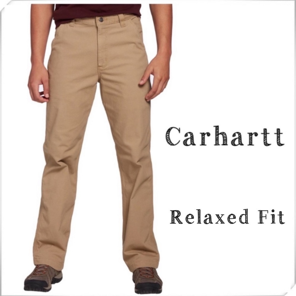 CARHARTT Rugged Flex Rigby Dungaree Pants in Khaki Beige Size 34